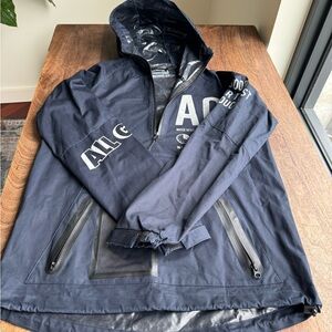 Blue Windbreaker Hooded Jacket with Zipper